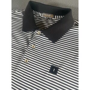 Peter Millar Summer Comfort Men's Black White Strip Polo Performance Golf Sz XL